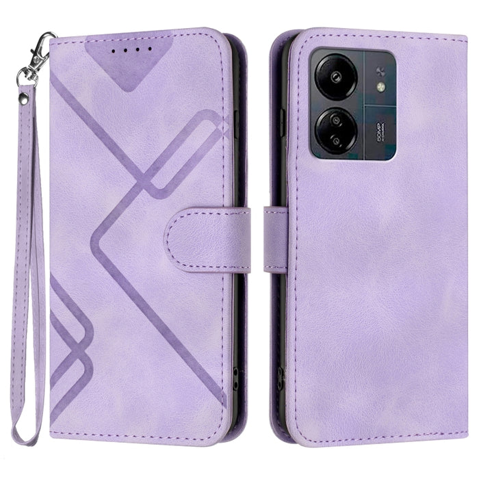 Estuche para teléfono de cuero con patrón de línea y sensación de piel, For Xiaomi Redmi Note 13 Pro 4G, For Xiaomi Redmi Note 13 4G, For Xiaomi Redmi 13C, For Xiaomi Redmi K70E, For Xiaomi 14 Pro, For Xiaomi 14, For Xiaomi Redmi K70                   ...
