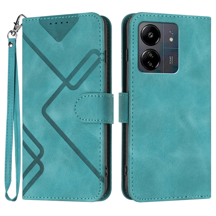 Estuche para teléfono de cuero con patrón de línea y sensación de piel, For Xiaomi Redmi Note 13 Pro 4G, For Xiaomi Redmi Note 13 4G, For Xiaomi Redmi 13C, For Xiaomi Redmi K70E, For Xiaomi 14 Pro, For Xiaomi 14, For Xiaomi Redmi K70                   ...