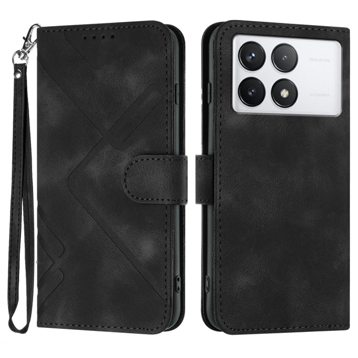 Estuche para teléfono de cuero con patrón de línea y sensación de piel, For Xiaomi Redmi Note 13 Pro 4G, For Xiaomi Redmi Note 13 4G, For Xiaomi Redmi 13C, For Xiaomi Redmi K70E, For Xiaomi 14 Pro, For Xiaomi 14, For Xiaomi Redmi K70                   ...