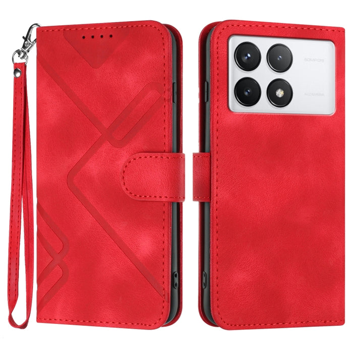 Estuche para teléfono de cuero con patrón de línea y sensación de piel, For Xiaomi Redmi Note 13 Pro 4G, For Xiaomi Redmi Note 13 4G, For Xiaomi Redmi 13C, For Xiaomi Redmi K70E, For Xiaomi 14 Pro, For Xiaomi 14, For Xiaomi Redmi K70                   ...