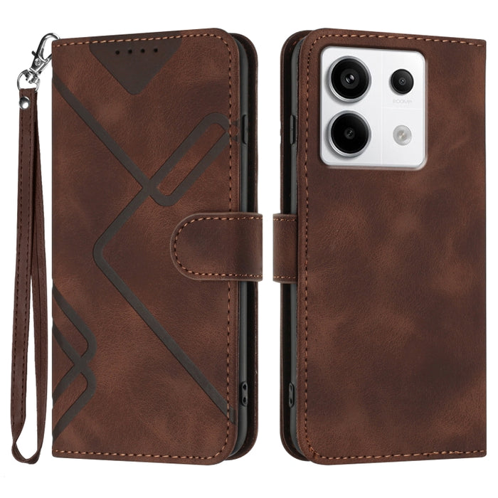 Estuche para teléfono de cuero con patrón de línea y sensación de piel, For Xiaomi Redmi Note 13 Pro 4G, For Xiaomi Redmi Note 13 4G, For Xiaomi Redmi 13C, For Xiaomi Redmi K70E, For Xiaomi 14 Pro, For Xiaomi 14, For Xiaomi Redmi K70                   ...