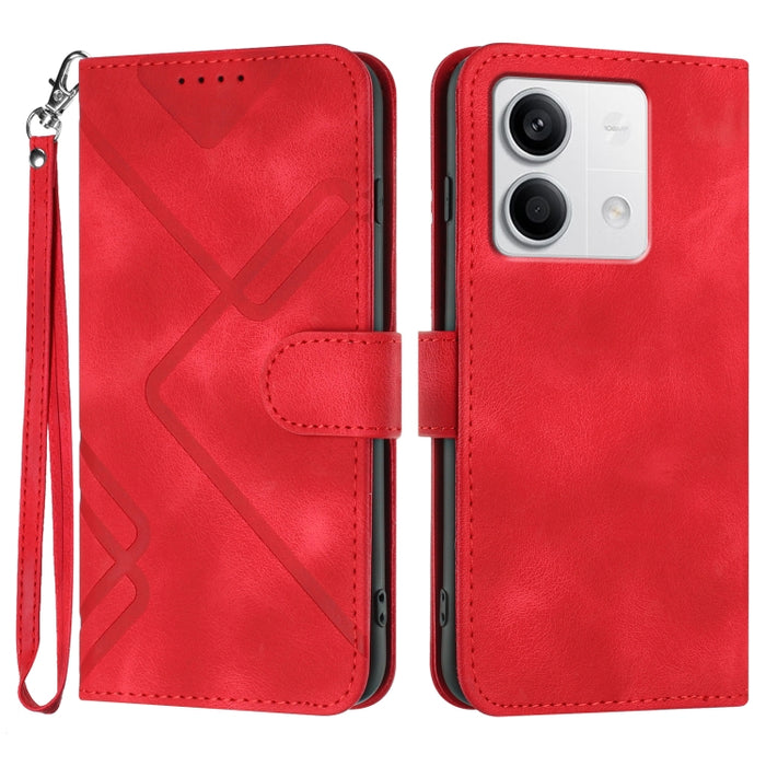 Estuche para teléfono de cuero con patrón de línea y sensación de piel, For Xiaomi Redmi Note 13 Pro 4G, For Xiaomi Redmi Note 13 4G, For Xiaomi Redmi 13C, For Xiaomi Redmi K70E, For Xiaomi 14 Pro, For Xiaomi 14, For Xiaomi Redmi K70                   ...