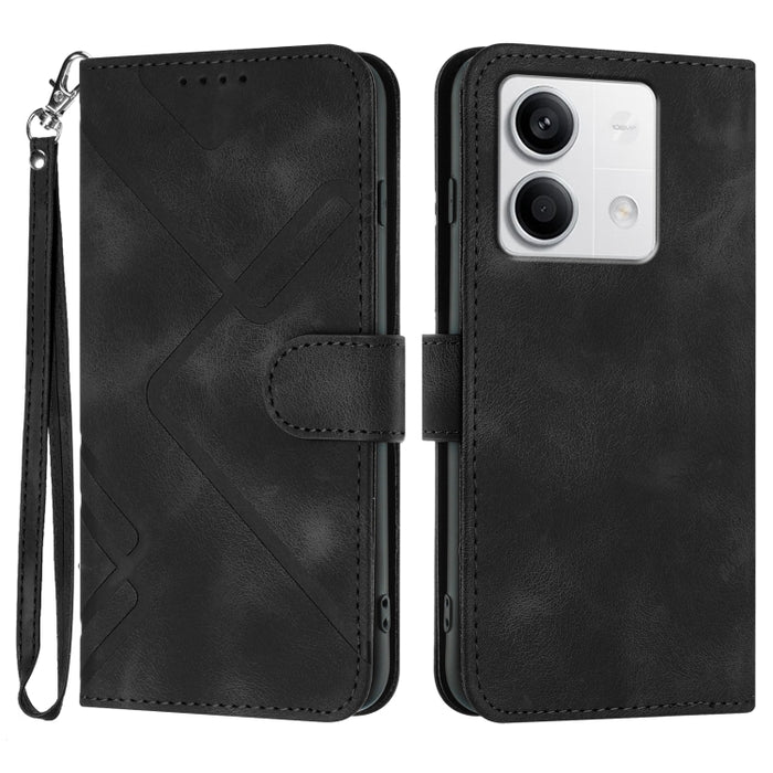 Estuche para teléfono de cuero con patrón de línea y sensación de piel, For Xiaomi Redmi Note 13 Pro 4G, For Xiaomi Redmi Note 13 4G, For Xiaomi Redmi 13C, For Xiaomi Redmi K70E, For Xiaomi 14 Pro, For Xiaomi 14, For Xiaomi Redmi K70                   ...