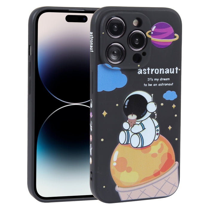 Estuche para teléfono de silicona líquida con patrón de astronauta de té con leche