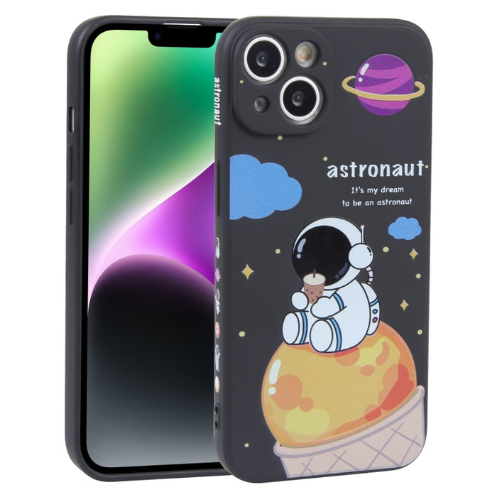 Estuche para teléfono de silicona líquida con patrón de astronauta de té con leche