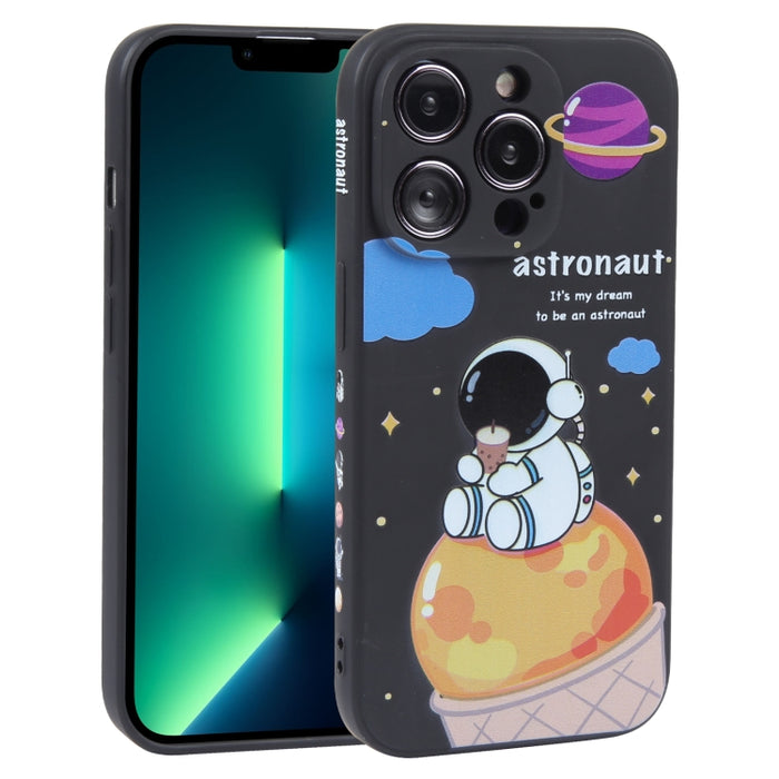 Estuche para teléfono de silicona líquida con patrón de astronauta de té con leche