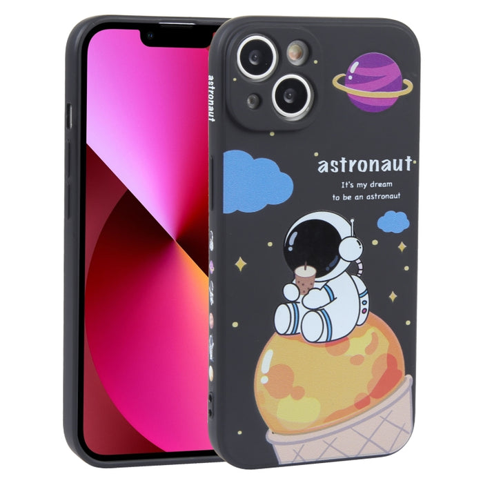 Estuche para teléfono de silicona líquida con patrón de astronauta de té con leche