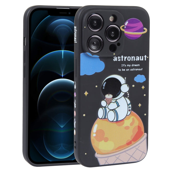 Estuche para teléfono de silicona líquida con patrón de astronauta de té con leche