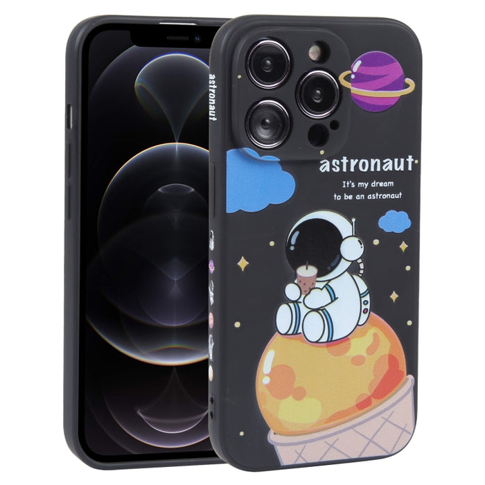 Estuche para teléfono de silicona líquida con patrón de astronauta de té con leche