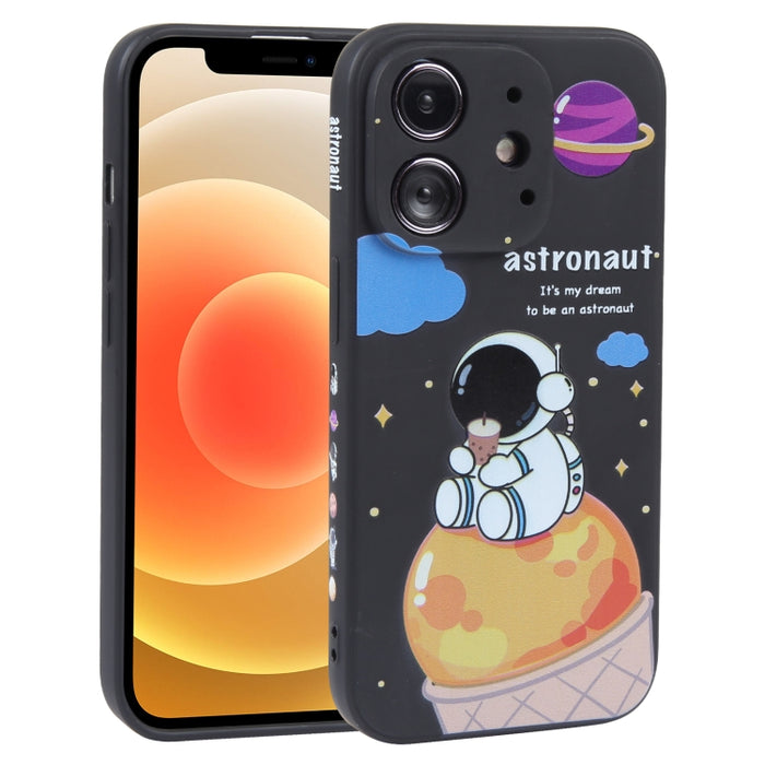 Estuche para teléfono de silicona líquida con patrón de astronauta de té con leche