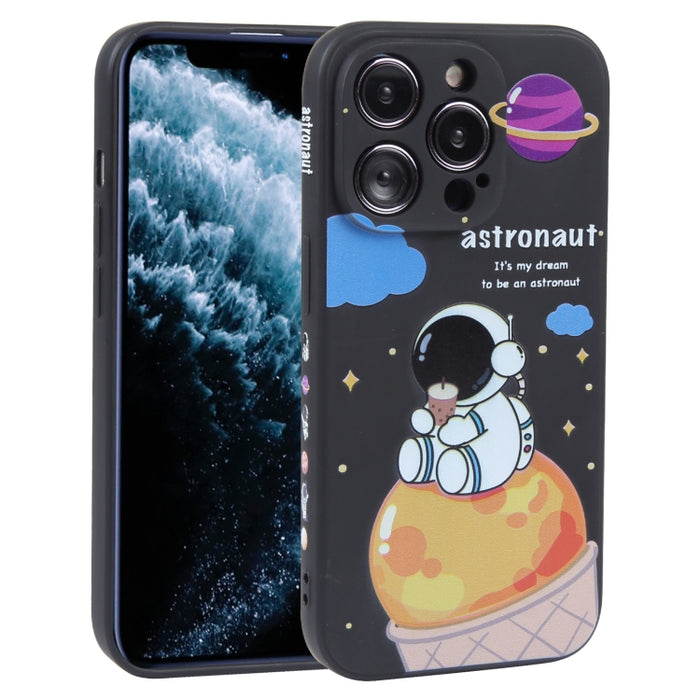 Estuche para teléfono de silicona líquida con patrón de astronauta de té con leche