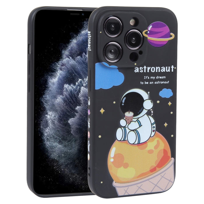 Estuche para teléfono de silicona líquida con patrón de astronauta de té con leche