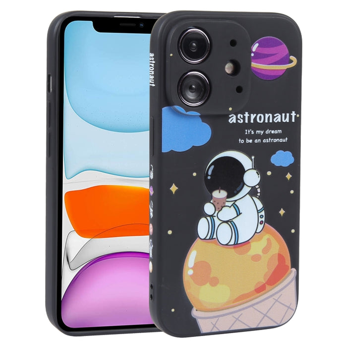 Estuche para teléfono de silicona líquida con patrón de astronauta de té con leche