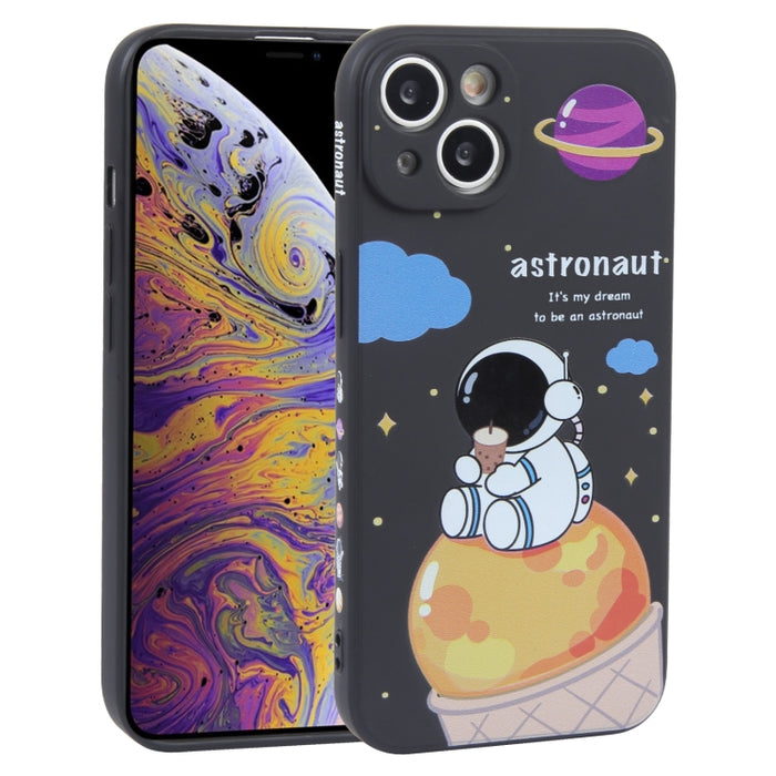 Estuche para teléfono de silicona líquida con patrón de astronauta de té con leche