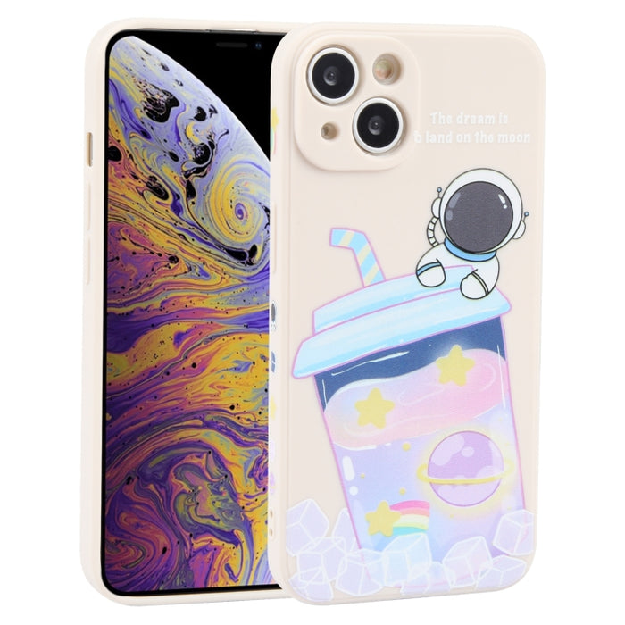 Estuche para teléfono de silicona líquida con patrón de astronauta de té con leche