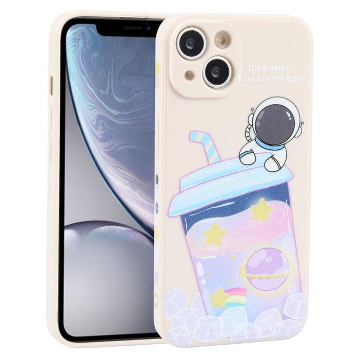 Estuche para teléfono de silicona líquida con patrón de astronauta de té con leche
