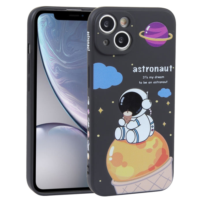 Estuche para teléfono de silicona líquida con patrón de astronauta de té con leche