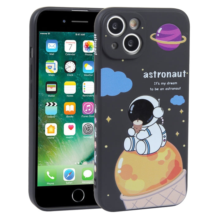 Estuche para teléfono de silicona líquida con patrón de astronauta de té con leche