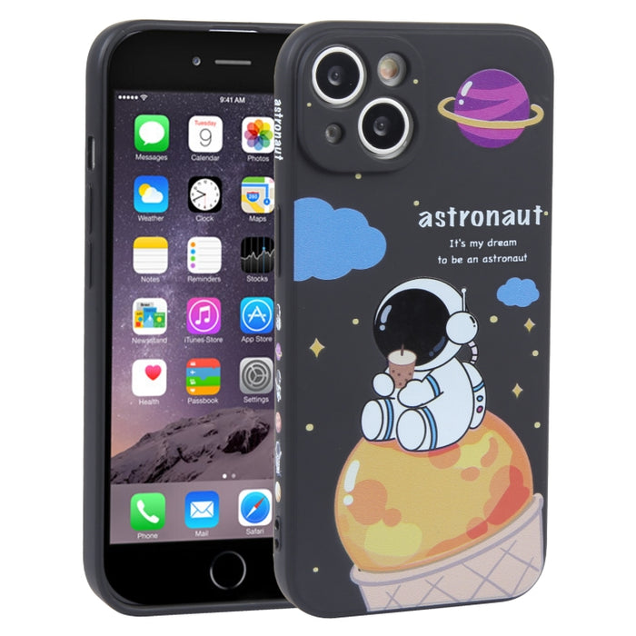 Estuche para teléfono de silicona líquida con patrón de astronauta de té con leche