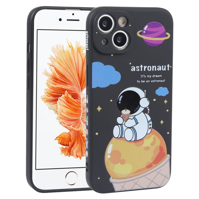 Estuche para teléfono de silicona líquida con patrón de astronauta de té con leche