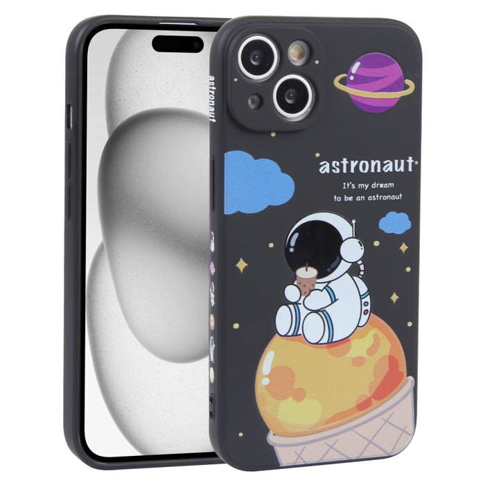 Estuche para teléfono de silicona líquida con patrón de astronauta de té con leche