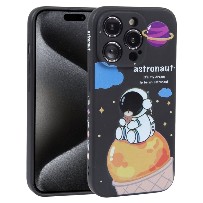 Estuche para teléfono de silicona líquida con patrón de astronauta de té con leche