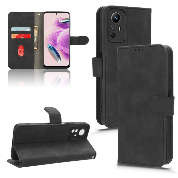 Estuche para teléfono de cuero con tapa magnética Skin Feel, For Xiaomi Redmi Note 12S 4G
