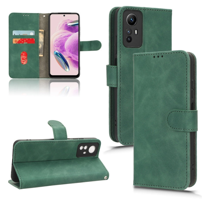 Estuche para teléfono de cuero con tapa magnética Skin Feel, For Xiaomi Redmi Note 12S 4G