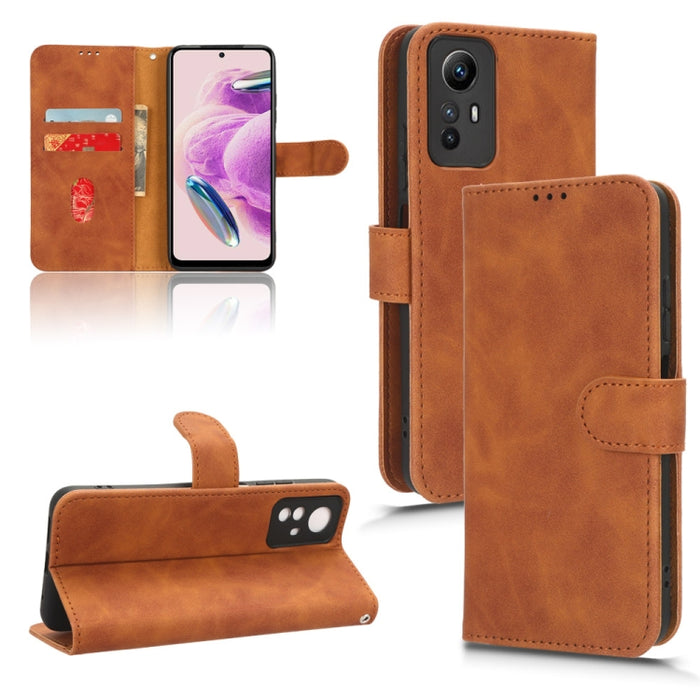 Estuche para teléfono de cuero con tapa magnética Skin Feel, For Xiaomi Redmi Note 12S 4G