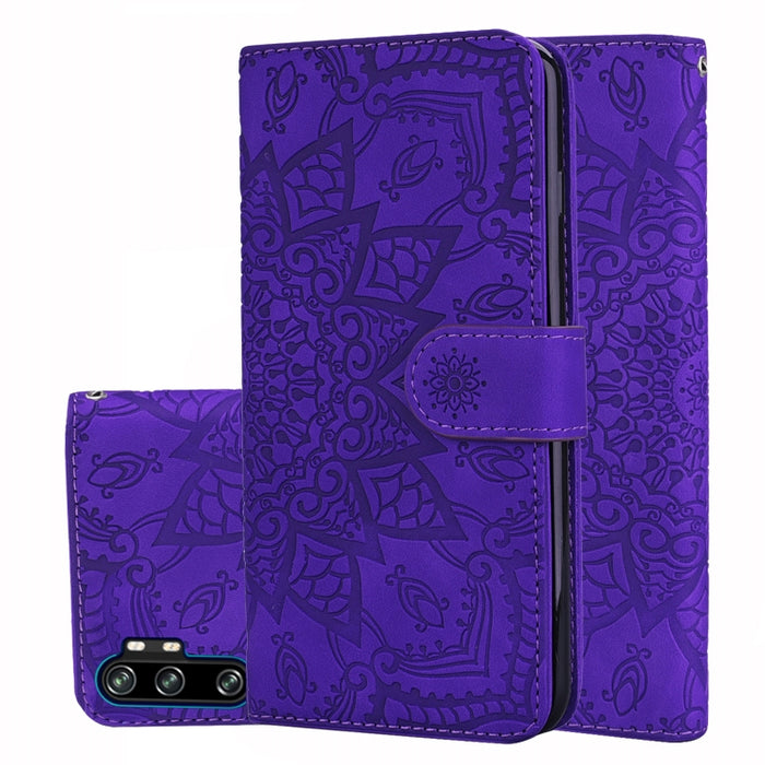 Estuche de cuero de PU con tapa horizontal con patrón de girasol en relieve con soporte y ranuras para tarjetas y billetera y cordón, For Xiaomi Redmi Note 9s, For  Xiaomi Redmi Note 9 Pro, For Xiaomi Redmi Note 9 Pro Max                               ...