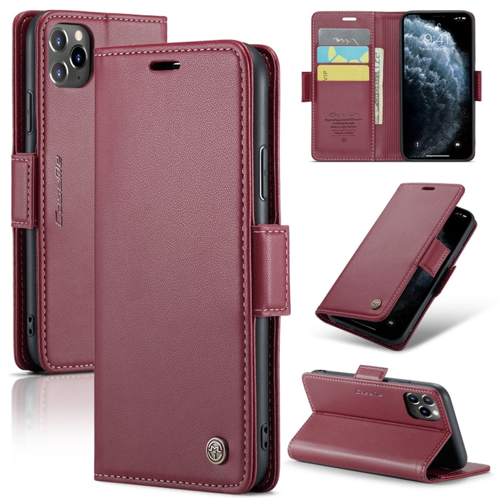 CaseMe 023 Mariposa Hebilla Litchi Textura RFID Funda de cuero antirrobo para teléfono