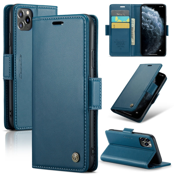 CaseMe 023 Mariposa Hebilla Litchi Textura RFID Funda de cuero antirrobo para teléfono