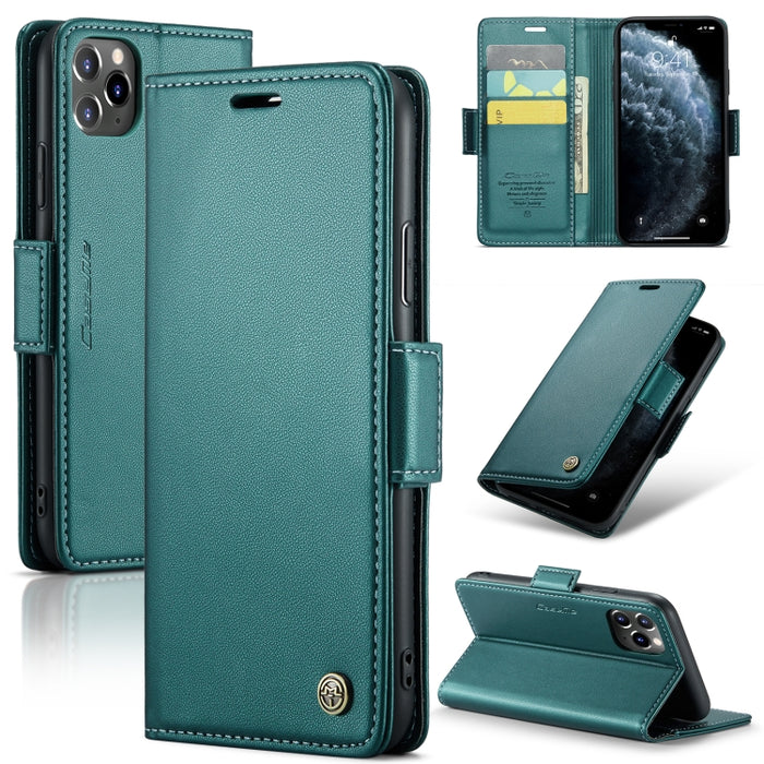 CaseMe 023 Mariposa Hebilla Litchi Textura RFID Funda de cuero antirrobo para teléfono