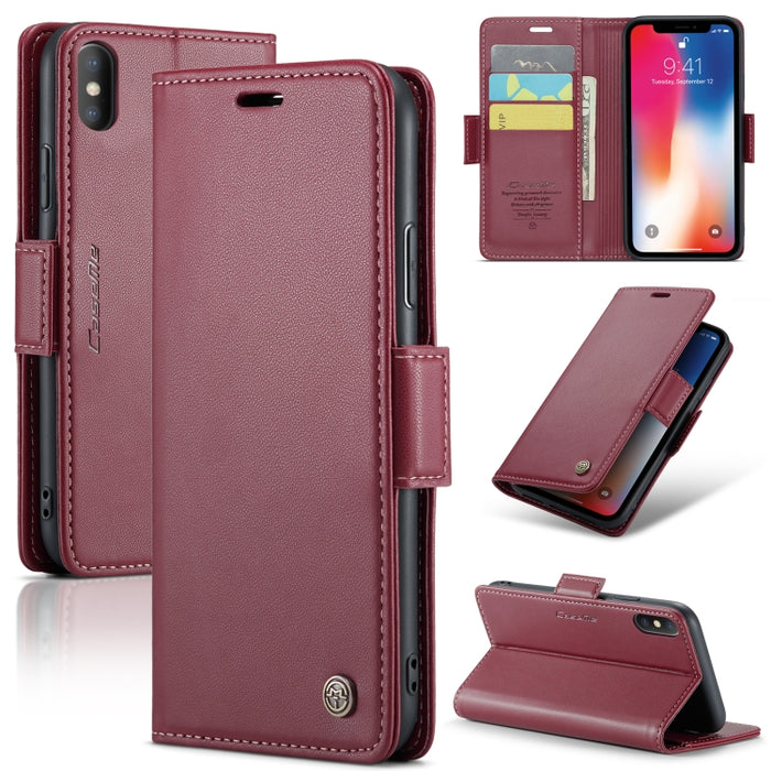CaseMe 023 Mariposa Hebilla Litchi Textura RFID Funda de cuero antirrobo para teléfono