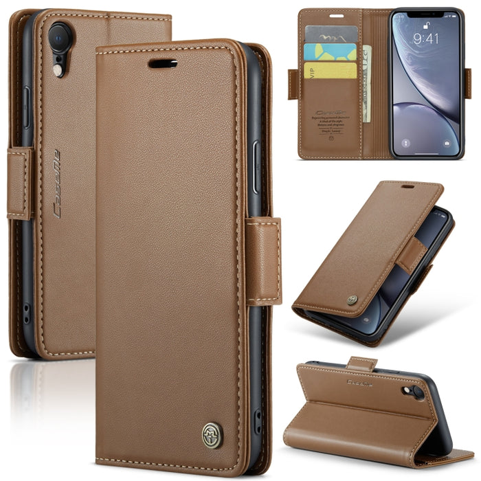 CaseMe 023 Mariposa Hebilla Litchi Textura RFID Funda de cuero antirrobo para teléfono