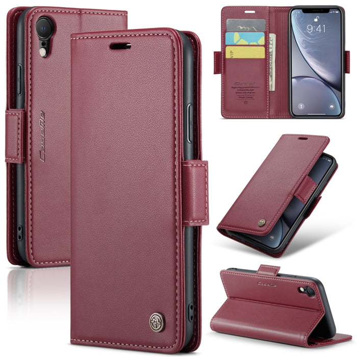 CaseMe 023 Mariposa Hebilla Litchi Textura RFID Funda de cuero antirrobo para teléfono