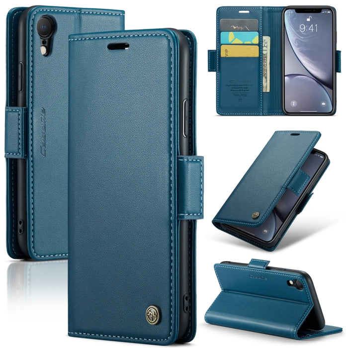CaseMe 023 Mariposa Hebilla Litchi Textura RFID Funda de cuero antirrobo para teléfono