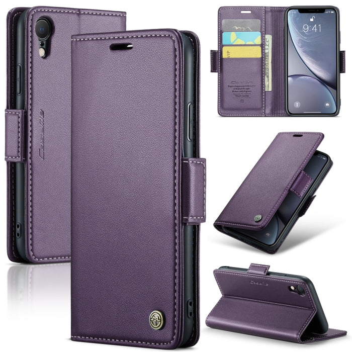 CaseMe 023 Mariposa Hebilla Litchi Textura RFID Funda de cuero antirrobo para teléfono