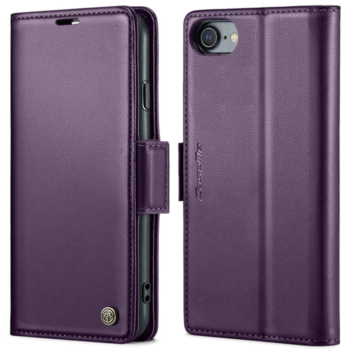 CaseMe 023 Mariposa Hebilla Litchi Textura RFID Funda de cuero antirrobo para teléfono