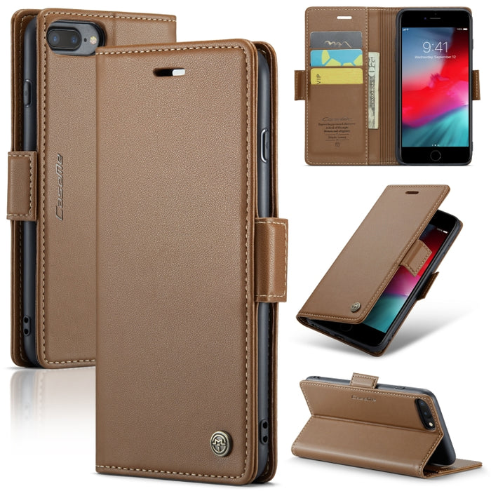 CaseMe 023 Mariposa Hebilla Litchi Textura RFID Funda de cuero antirrobo para teléfono