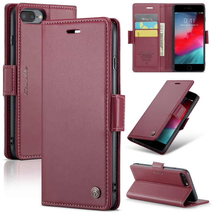 CaseMe 023 Mariposa Hebilla Litchi Textura RFID Funda de cuero antirrobo para teléfono