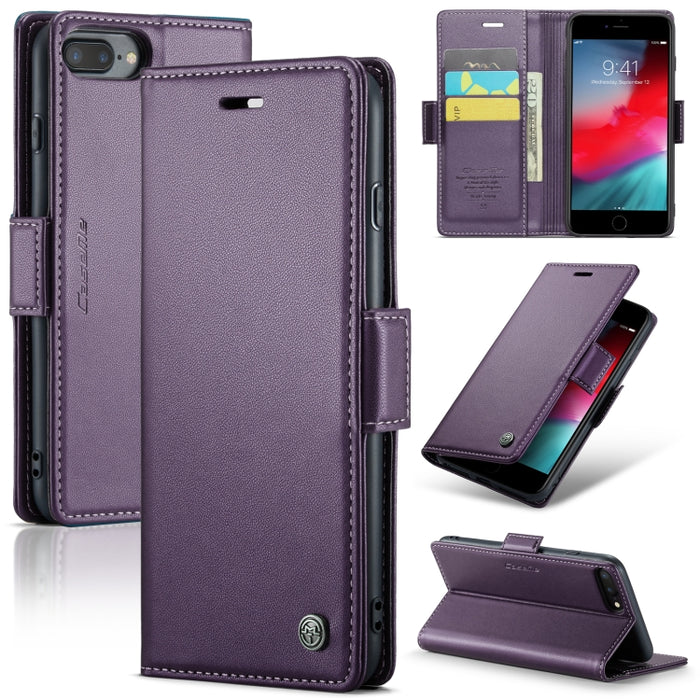 CaseMe 023 Mariposa Hebilla Litchi Textura RFID Funda de cuero antirrobo para teléfono