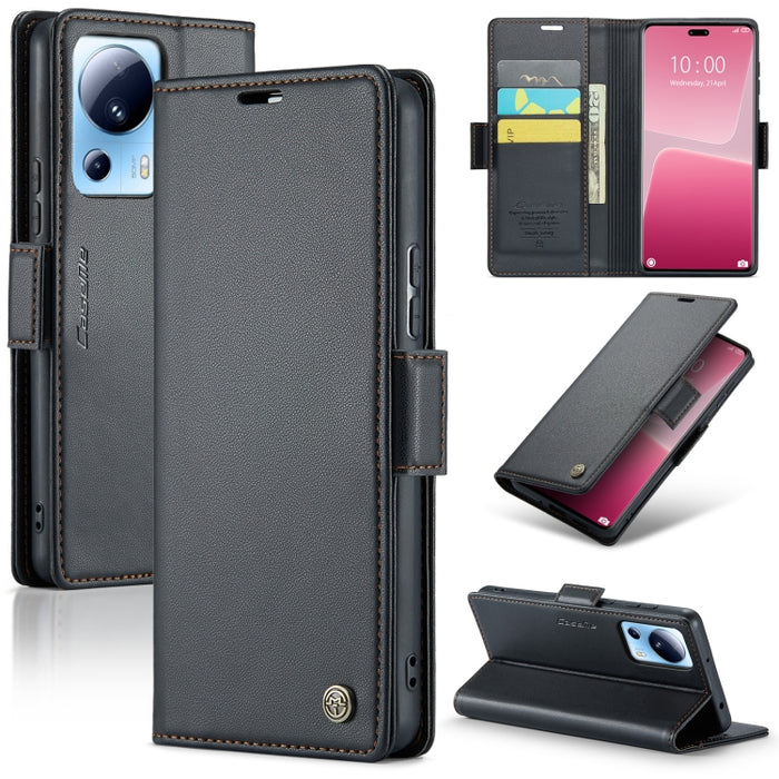 CaseMe 023 Mariposa Hebilla Litchi Textura RFID Funda de cuero antirrobo para teléfono, For Xiaomi Poco X5 Pro 5G, For Xiaomi Poco X5 5G, For Xiaomi Redmi 11A/12C, For Xiaomi 13 Lite, For Xiaomi 13 Pro, For Xiaomi 13                                    ...