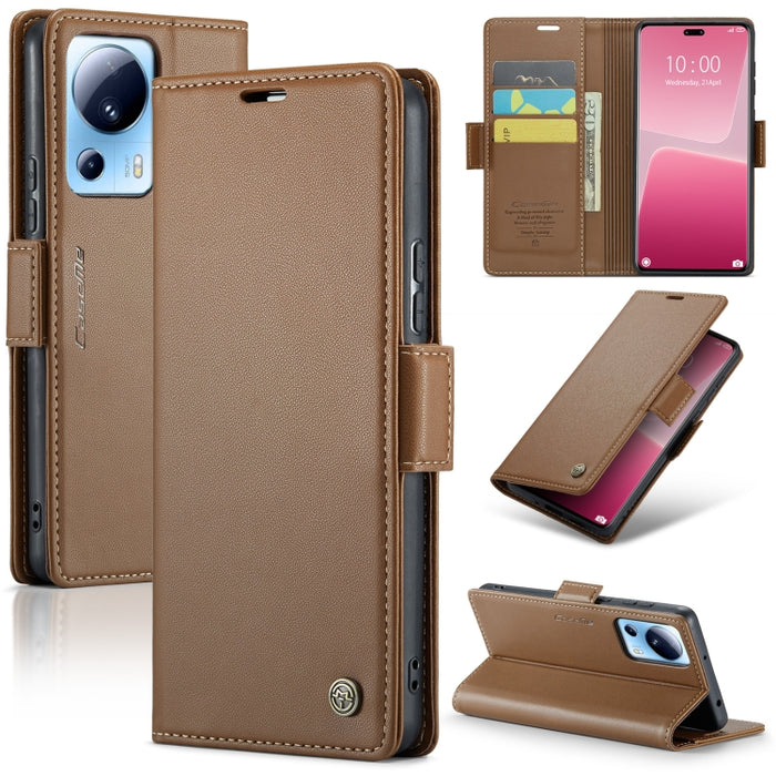 CaseMe 023 Mariposa Hebilla Litchi Textura RFID Funda de cuero antirrobo para teléfono, For Xiaomi Poco X5 Pro 5G, For Xiaomi Poco X5 5G, For Xiaomi Redmi 11A/12C, For Xiaomi 13 Lite, For Xiaomi 13 Pro, For Xiaomi 13                                    ...