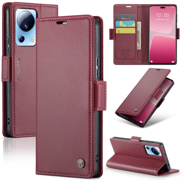 CaseMe 023 Mariposa Hebilla Litchi Textura RFID Funda de cuero antirrobo para teléfono, For Xiaomi Poco X5 Pro 5G, For Xiaomi Poco X5 5G, For Xiaomi Redmi 11A/12C, For Xiaomi 13 Lite, For Xiaomi 13 Pro, For Xiaomi 13                                    ...