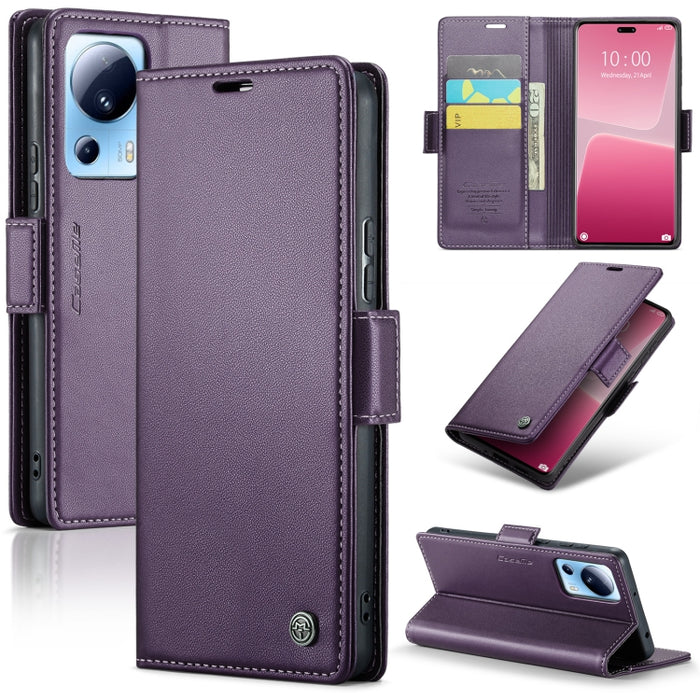 CaseMe 023 Mariposa Hebilla Litchi Textura RFID Funda de cuero antirrobo para teléfono, For Xiaomi Poco X5 Pro 5G, For Xiaomi Poco X5 5G, For Xiaomi Redmi 11A/12C, For Xiaomi 13 Lite, For Xiaomi 13 Pro, For Xiaomi 13                                    ...