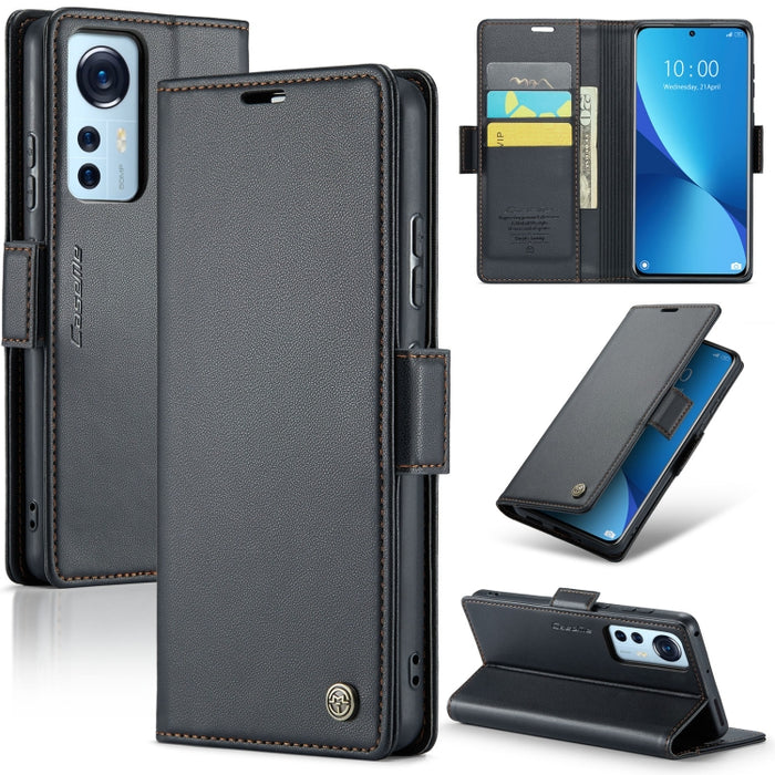 CaseMe 023 Mariposa Hebilla Litchi Textura RFID Funda de cuero antirrobo para teléfono, For Xiaomi Poco X5 Pro 5G, For Xiaomi Poco X5 5G, For Xiaomi Redmi 11A/12C, For Xiaomi 13 Lite, For Xiaomi 13 Pro, For Xiaomi 13                                    ...