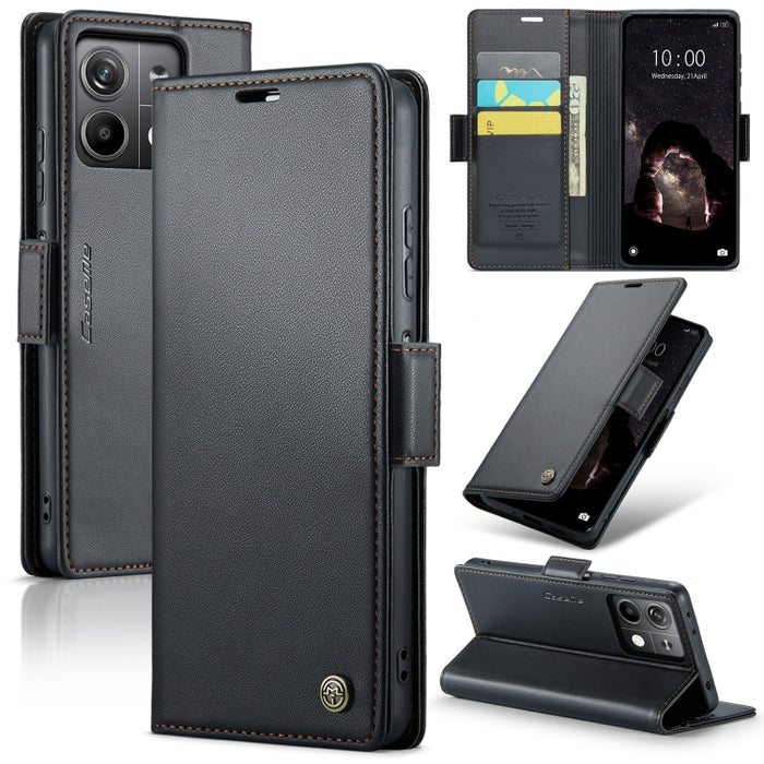 CaseMe 023 Mariposa Hebilla Litchi Textura RFID Funda de cuero antirrobo para teléfono, For Xiaomi Redmi Note 13 Pro 4G, For Xiaomi Redmi Note 13 4G, For Xiaomi Redmi 13C 4G / 13C 5G, For Xiaomi Poco C65 4G, For Xiaomi Poco X6 Pro 5G/Redmi K70E 5G     ...