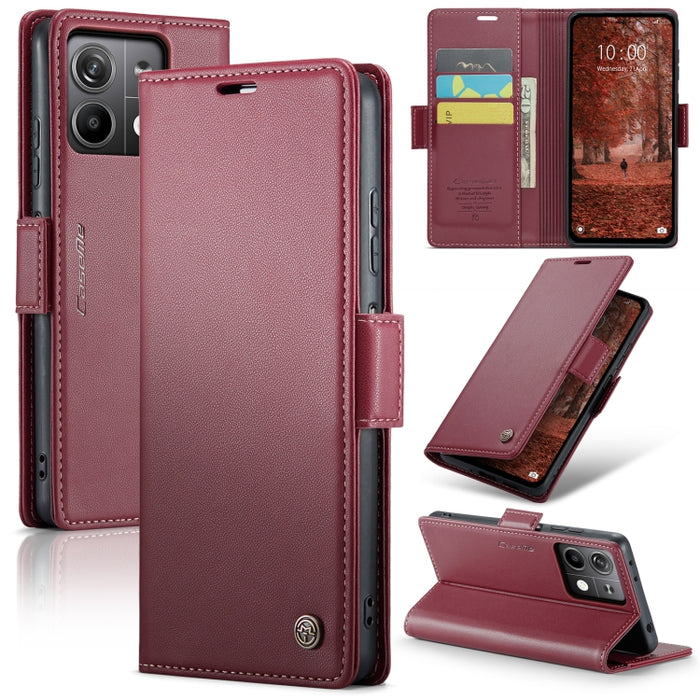 CaseMe 023 Mariposa Hebilla Litchi Textura RFID Funda de cuero antirrobo para teléfono, For Xiaomi Redmi Note 13 Pro 4G, For Xiaomi Redmi Note 13 4G, For Xiaomi Redmi 13C 4G / 13C 5G, For Xiaomi Poco C65 4G, For Xiaomi Poco X6 Pro 5G/Redmi K70E 5G     ...