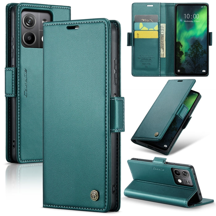 CaseMe 023 Mariposa Hebilla Litchi Textura RFID Funda de cuero antirrobo para teléfono, For Xiaomi Redmi Note 13 Pro 4G, For Xiaomi Redmi Note 13 4G, For Xiaomi Redmi 13C 4G / 13C 5G, For Xiaomi Poco C65 4G, For Xiaomi Poco X6 Pro 5G/Redmi K70E 5G     ...